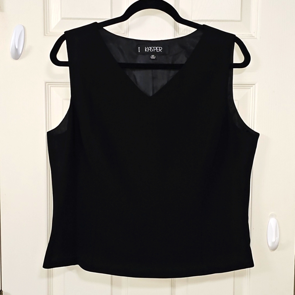 Kasper Black Sleeveless Tank Top Elegant Wear Office Wear Career